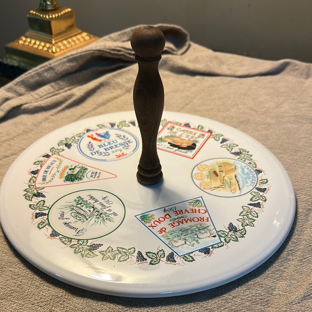 Vintage Cheese Platter Revol La Pocelain with Wooden Handle France 🇫🇷